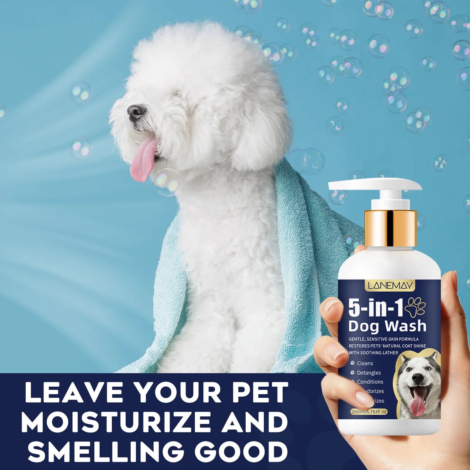 Pet skin and hair shampoo, care for skin health. Pet shampoo, cat and dog shampoo, pet cleaning, cat and dog odor removal 200ml